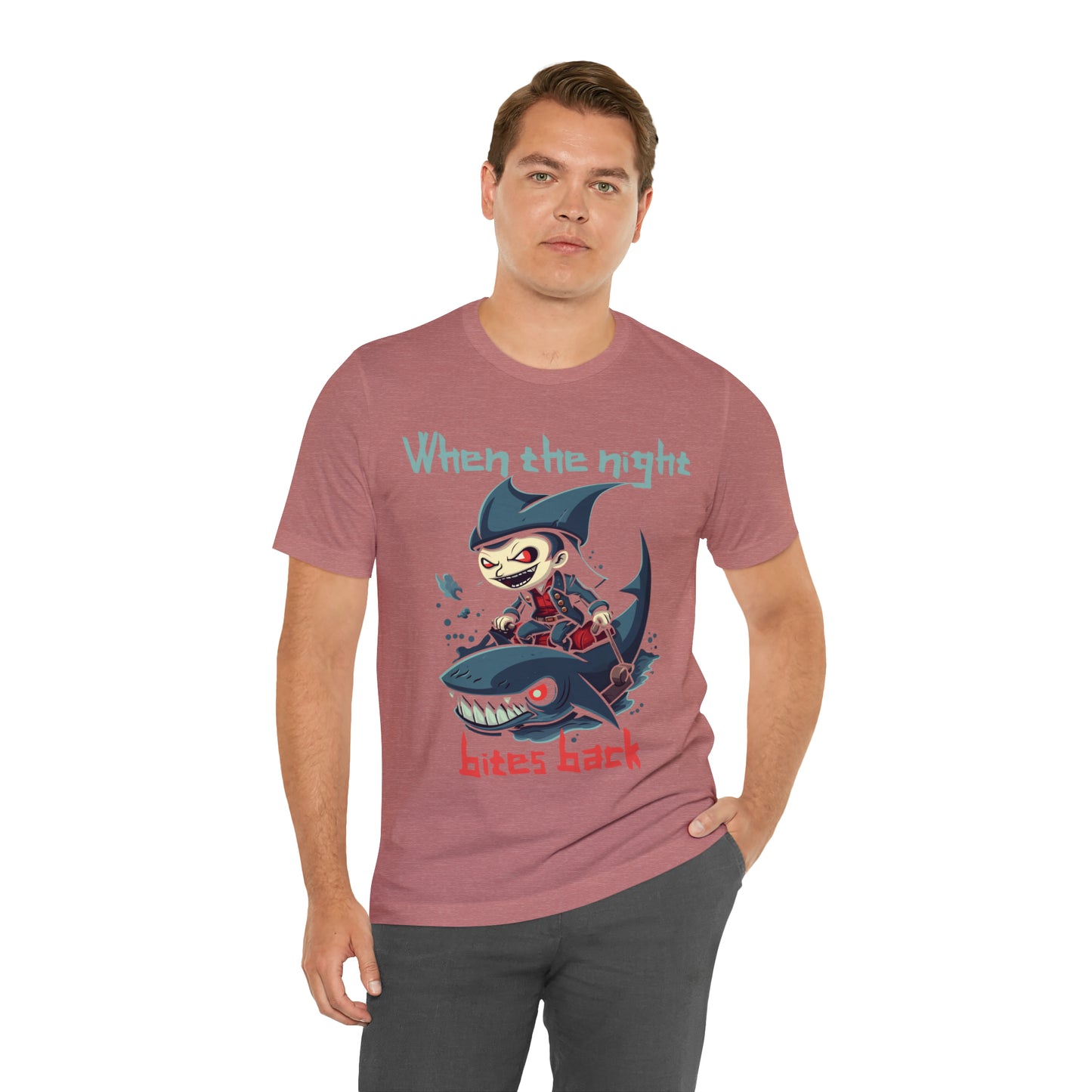 When The Night Bites Back Vampire Shark Halloween Nightmare T-Shirt