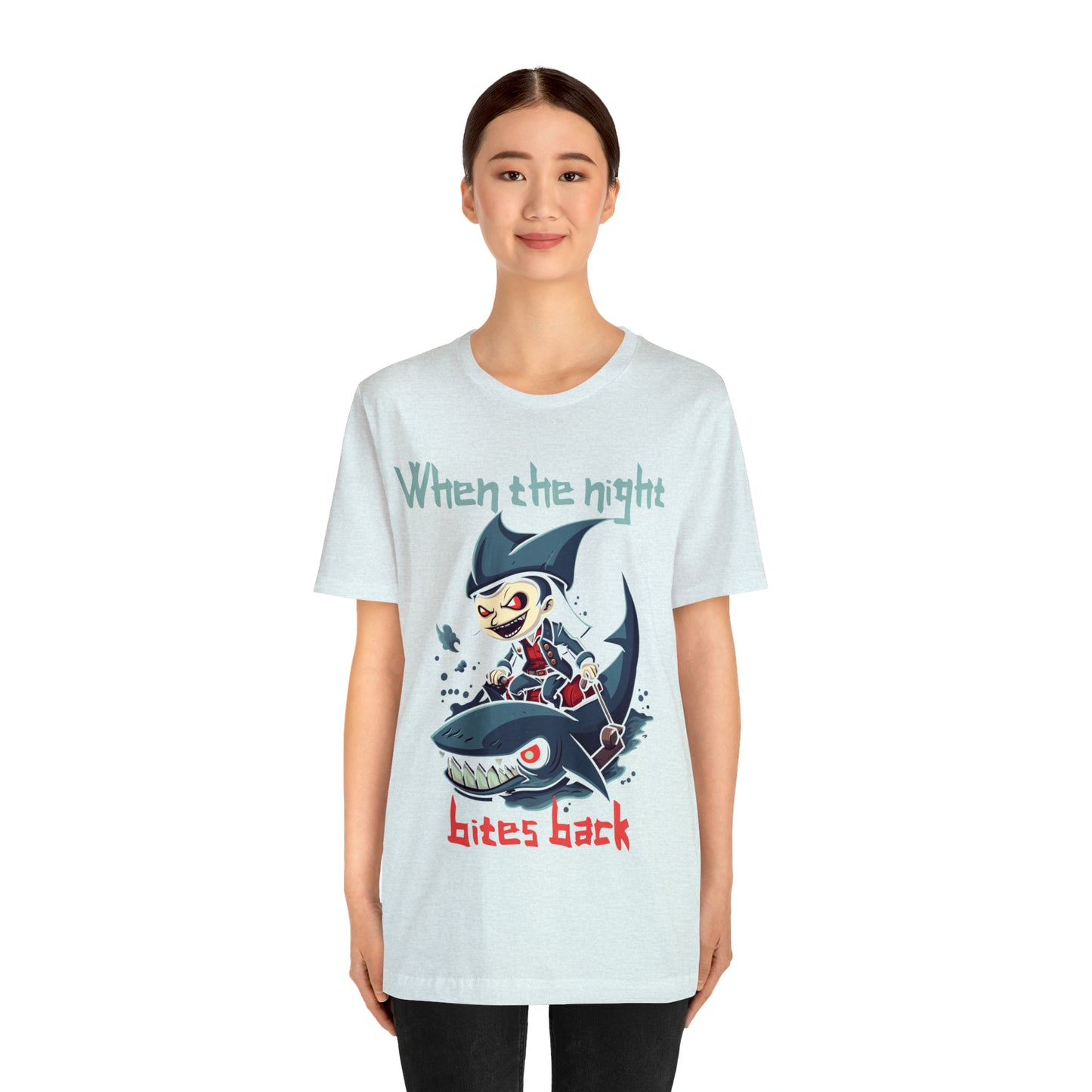 When The Night Bites Back Vampire Shark Halloween Nightmare T-Shirt