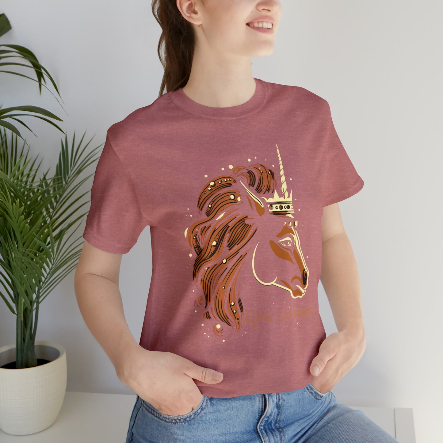 Afro Unicorn with crown - Regal Whimsical Majestic Fantasy Royal T-Shirt