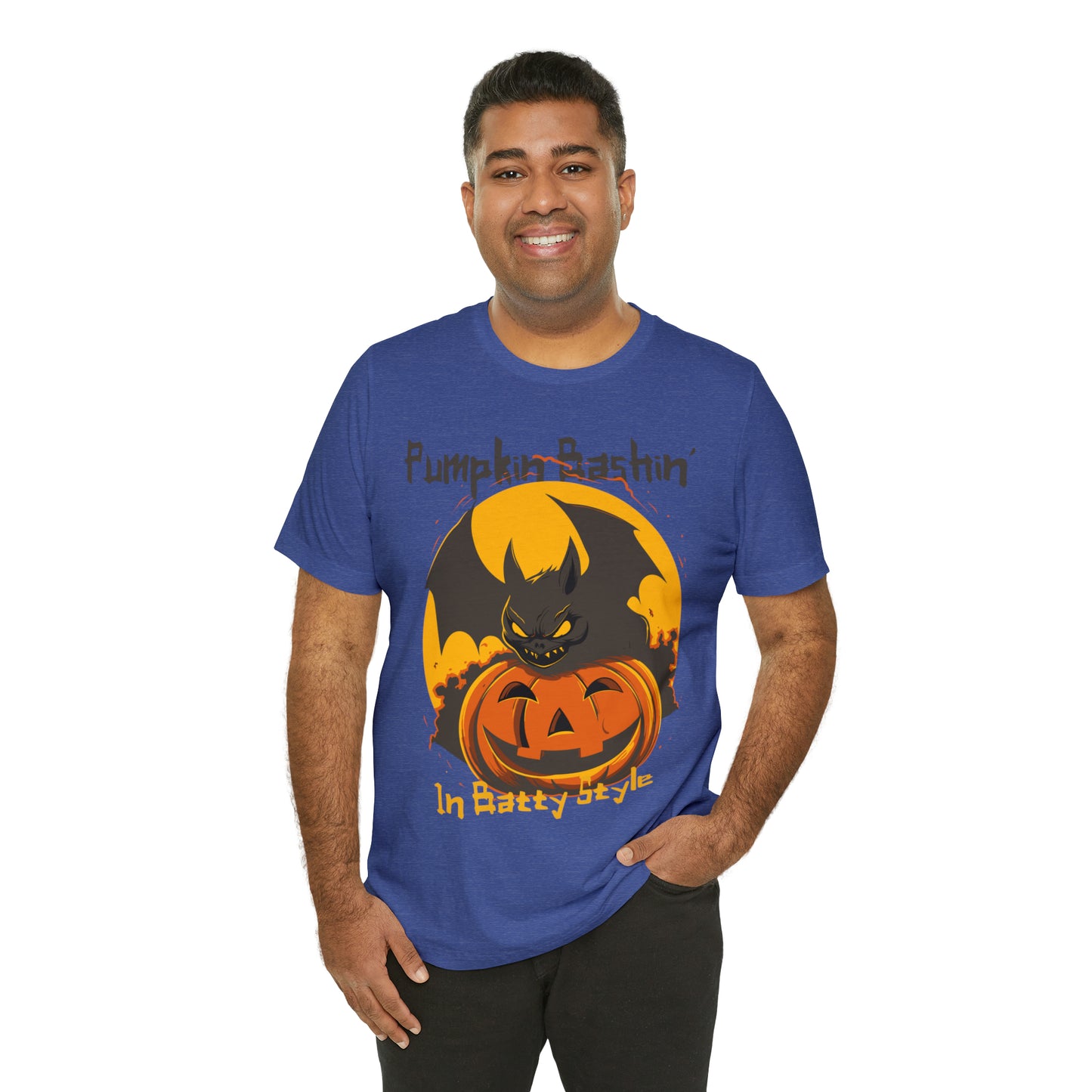 Spooky Bat Smashes Pumpkin Bashin' Fun Halloween Batty Style T-Shirt