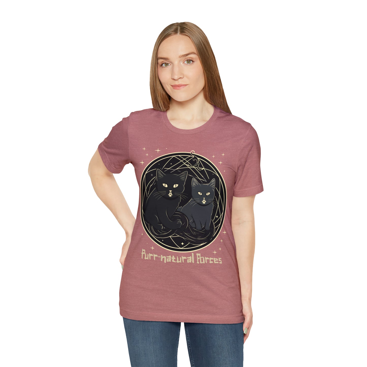 Purr-natural Forces Halloween Black Cat Magic Feline T-Shirt