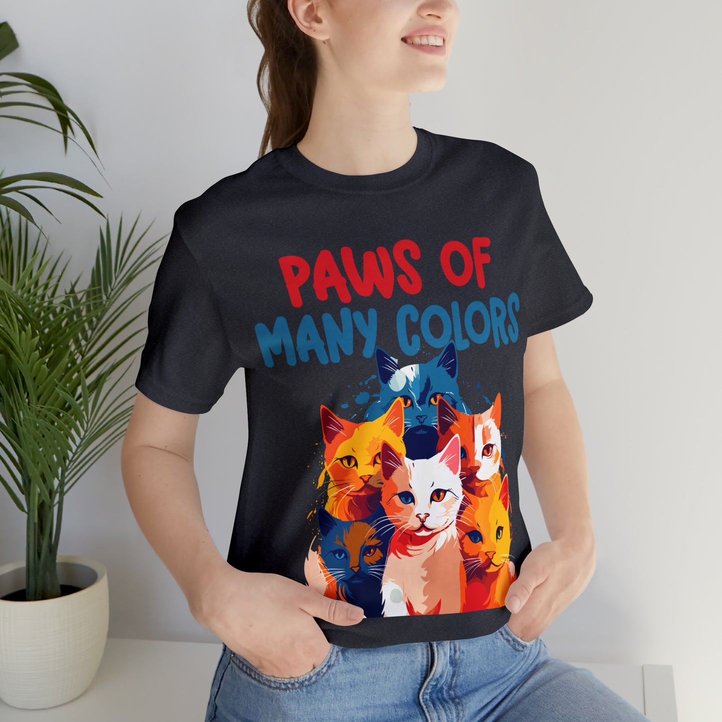 Paws of Many Colors Feline Rainbow Delight Kitty Lover T-Shirt