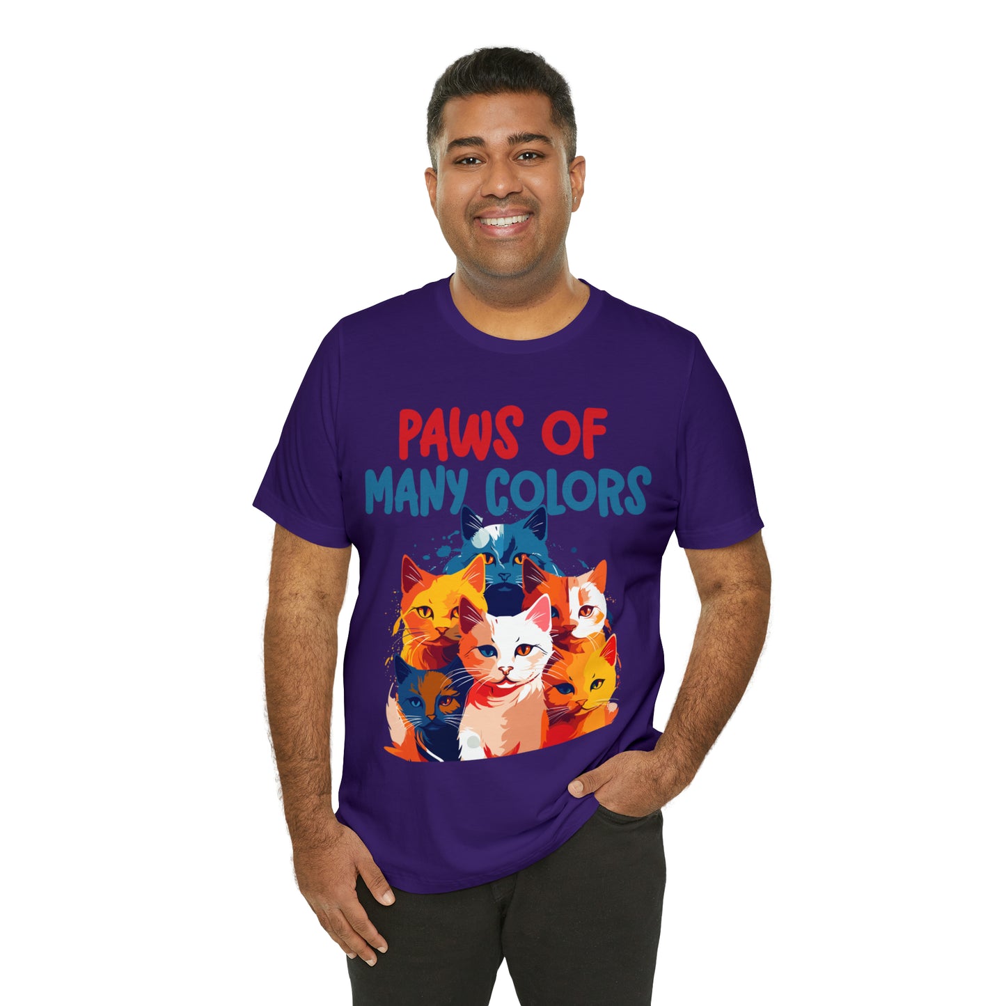 Paws of Many Colors Feline Rainbow Delight Kitty Lover T-Shirt