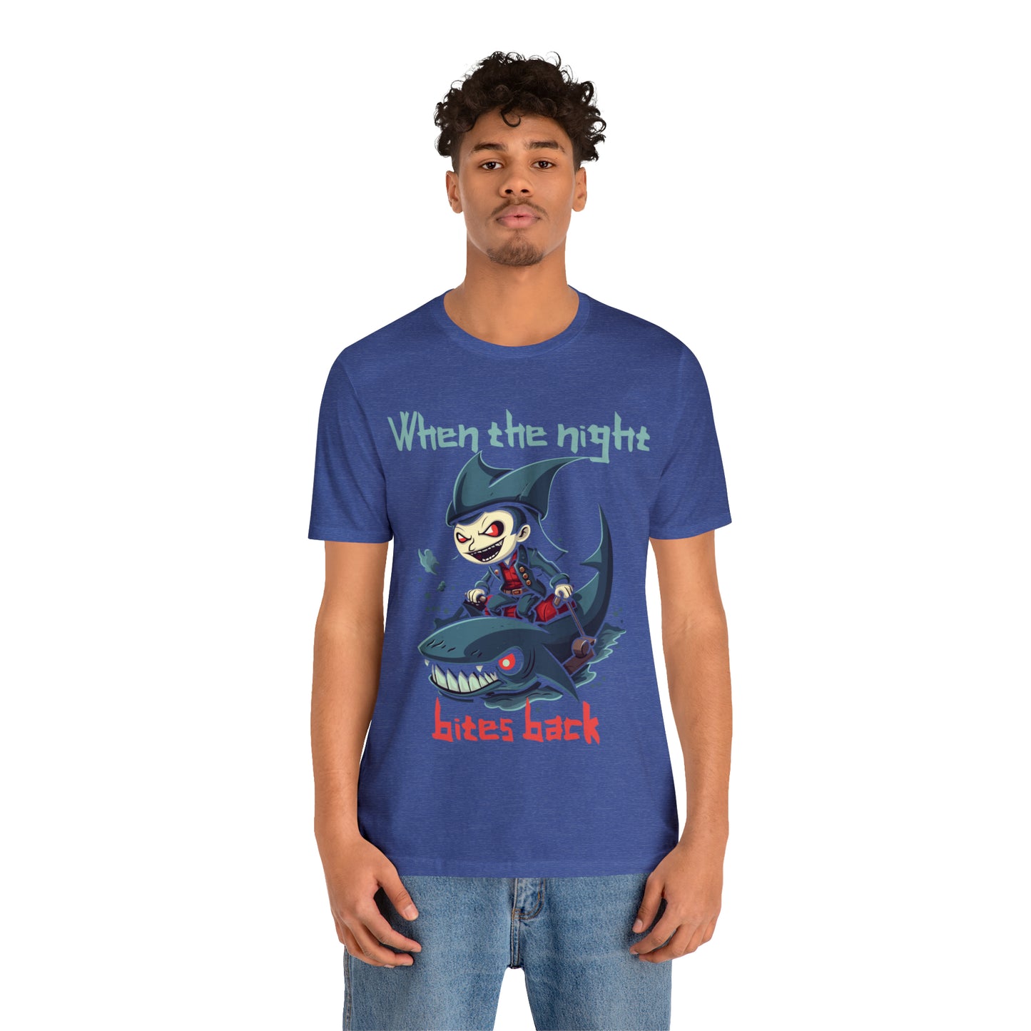 When The Night Bites Back Vampire Shark Halloween Nightmare T-Shirt