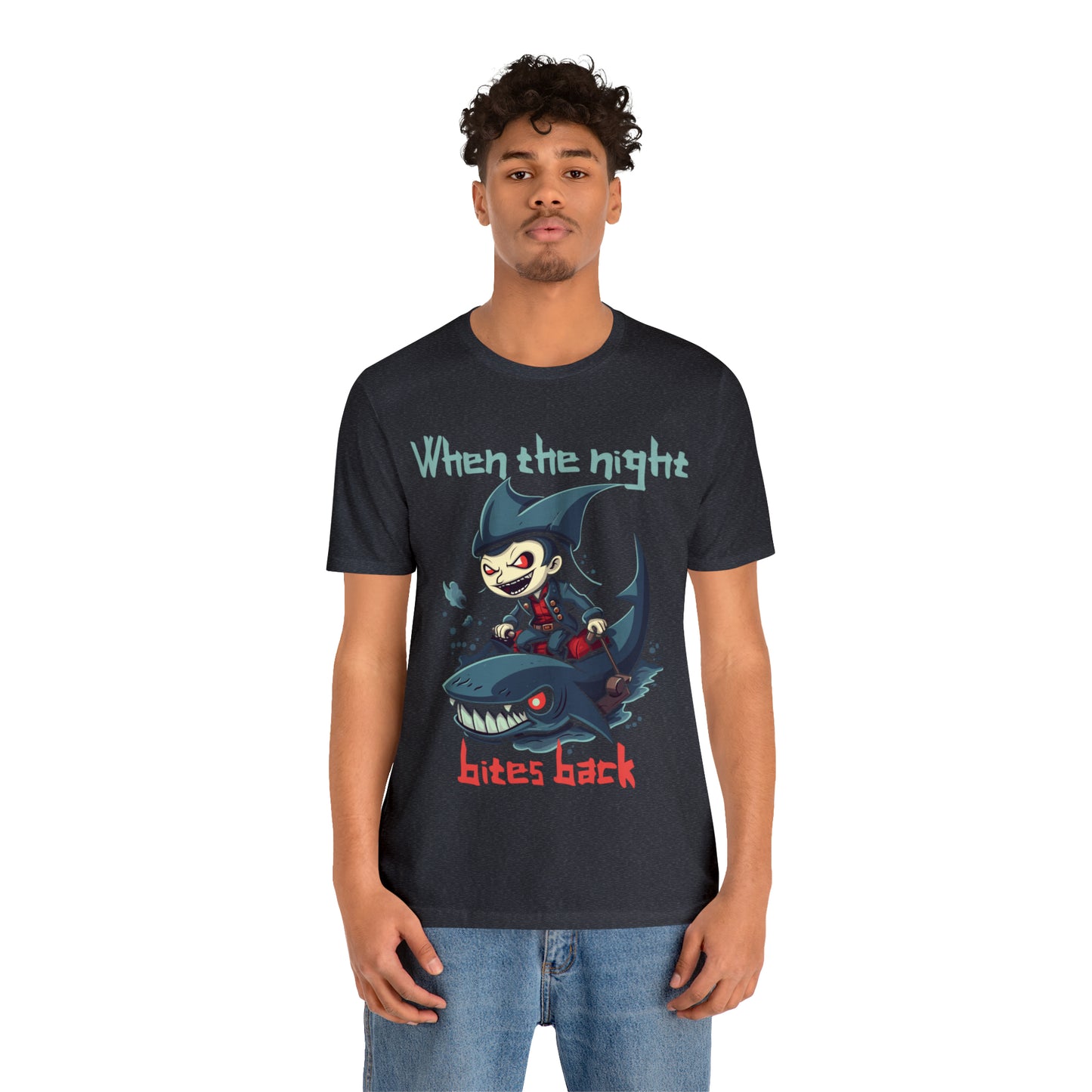 When The Night Bites Back Vampire Shark Halloween Nightmare T-Shirt