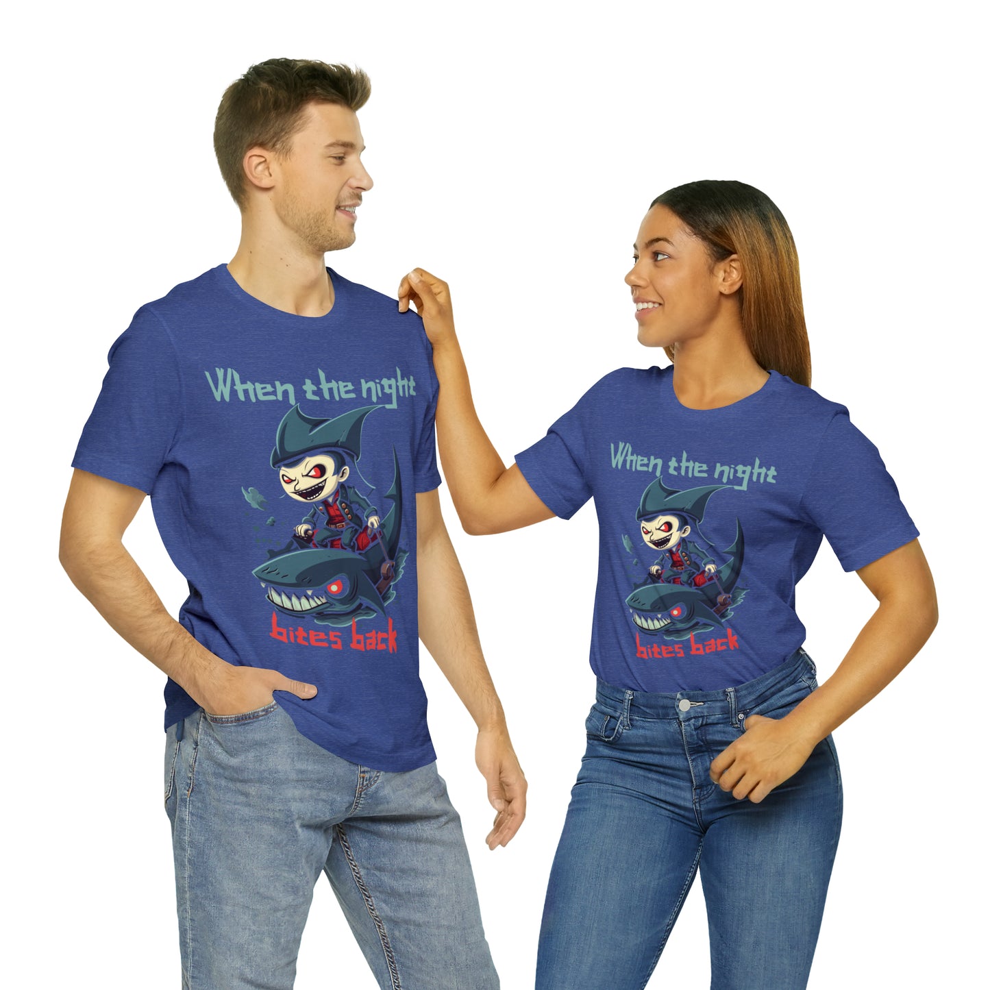 When The Night Bites Back Vampire Shark Halloween Nightmare T-Shirt